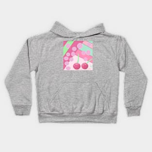 Pixel pink Cherries Kids Hoodie